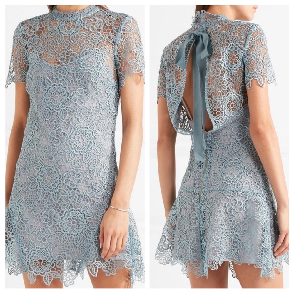 Self-Portrait Light Blue Lace Detail 2 Piece Dress
